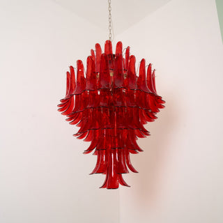 Murano Tiered Gold White Glass Petal Chandelier
