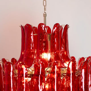 Murano Tiered Gold White Glass Petal Chandelier