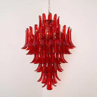 Murano Tiered Gold White Glass Petal Chandelier