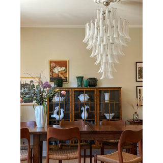 Murano Tiered Gold White Glass Petal Chandelier