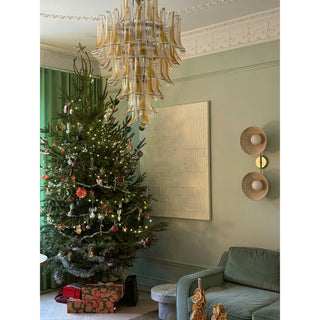 Murano Tiered Gold White Glass Petal Chandelier
