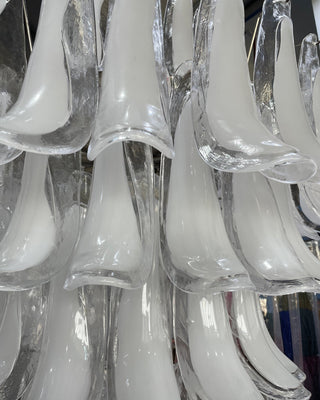 Murano Tiered Gold White Glass Petal Chandelier