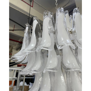 Murano Tiered Gold White Glass Petal Chandelier