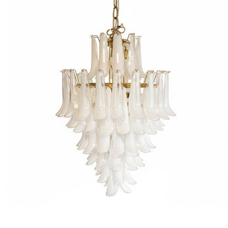 Murano Tiered Gold White Glass Petal Chandelier