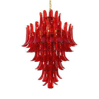 Murano Tiered Gold White Glass Petal Chandelier
