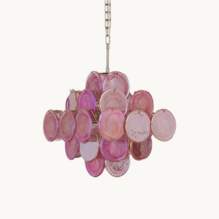 Murano Pink Glass Disc Chandelier