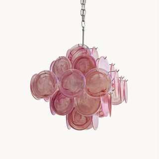 Murano Pink Glass Disc Chandelier