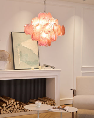 Murano Pink Glass Disc Chandelier