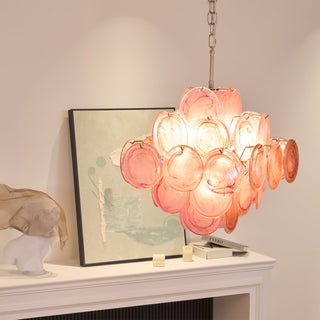 Murano Pink Glass Disc Chandelier
