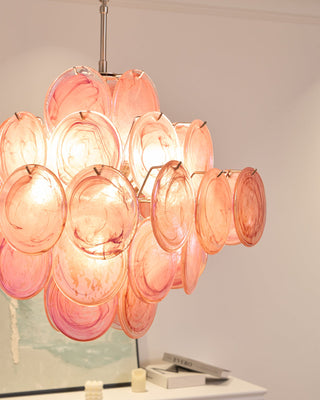Murano Pink Glass Disc Chandelier