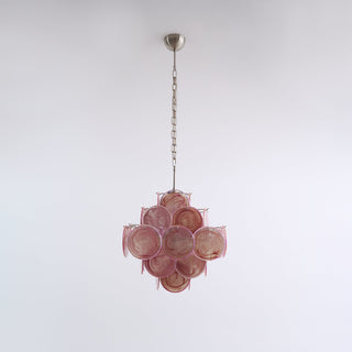 Murano Pink Glass Disc Chandelier