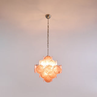 Murano Pink Glass Disc Chandelier