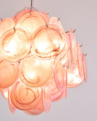 Murano Pink Glass Disc Chandelier