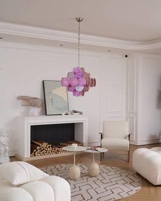 Murano Pink Glass Disc Chandelier