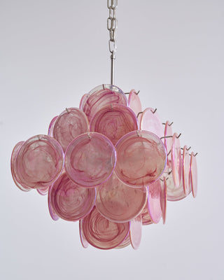 Murano Pink Glass Disc Chandelier