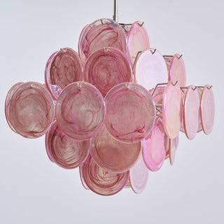 Murano Pink Glass Disc Chandelier