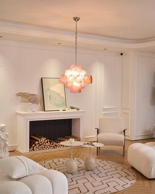 Murano Pink Glass Disc Chandelier