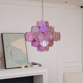 Murano Pink Glass Disc Chandelier