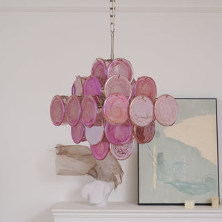 Murano Pink Glass Disc Chandelier