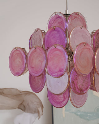 Murano Pink Glass Disc Chandelier