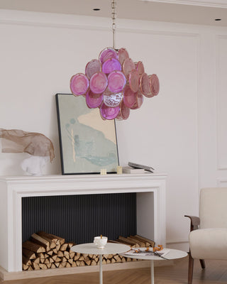 Murano Pink Glass Disc Chandelier