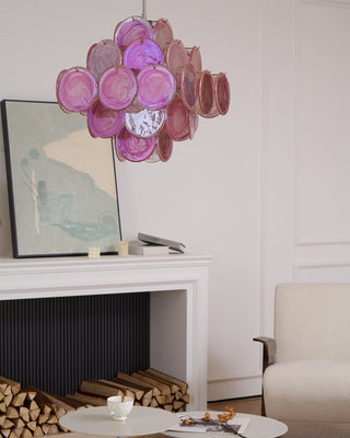 Murano Pink Glass Disc Chandelier