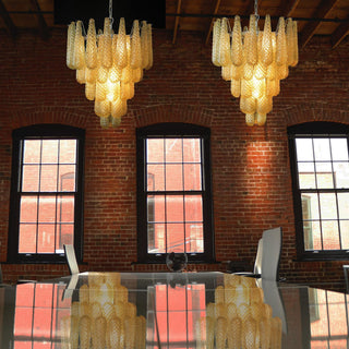 Murano Tiered Amber Textured Glass Chandelier