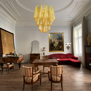Murano Tiered Amber Textured Glass Chandelier