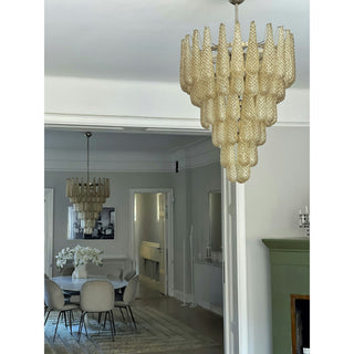 Murano Tiered Amber Textured Glass Chandelier