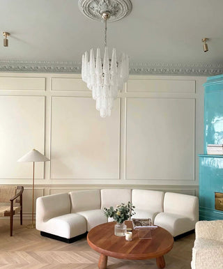 Murano Tiered Amber Textured Glass Chandelier