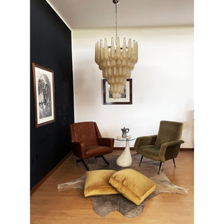 Murano Tiered Amber Textured Glass Chandelier