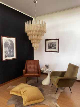 Murano Tiered Amber Textured Glass Chandelier