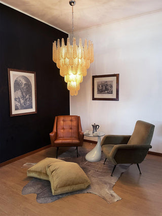 Murano Tiered Amber Textured Glass Chandelier
