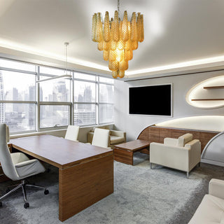 Murano Tiered Amber Textured Glass Chandelier