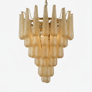 Murano Tiered Amber Textured Glass Chandelier