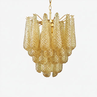 Murano Tiered Amber Textured Glass Chandelier