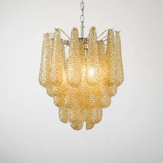 Murano Tiered Amber Textured Glass Chandelier