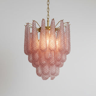 Murano Tiered Amber Textured Glass Chandelier
