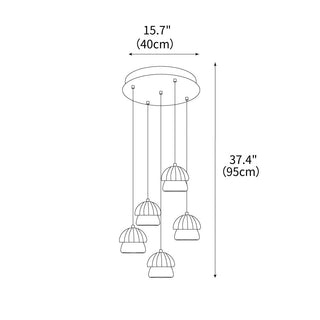 Mycelia Fluted Wood Chandelier