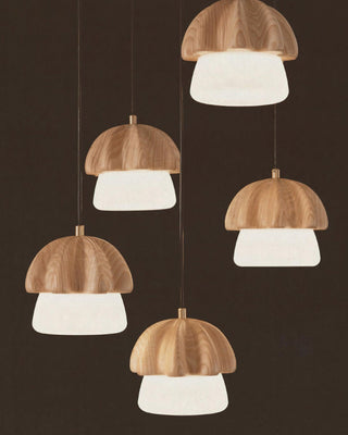 Mycelia Fluted Wood Chandelier