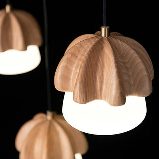 Mycelia Fluted Wood Chandelier