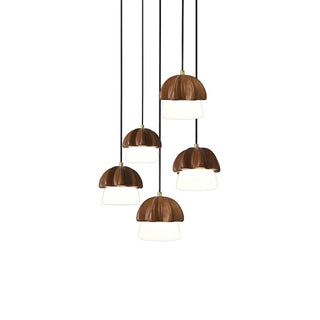 Mycelia Fluted Wood Chandelier