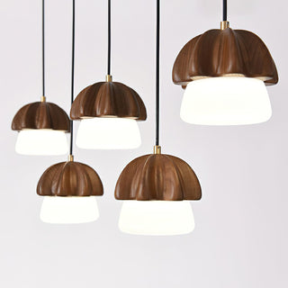 Mycelia Fluted Wood Chandelier