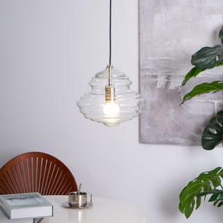 Neverending Layered Ribbed Glass Pendant Light
