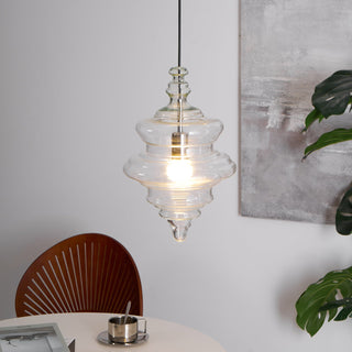 Neverending Layered Ribbed Glass Pendant Light