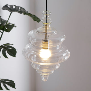 Neverending Layered Ribbed Glass Pendant Light