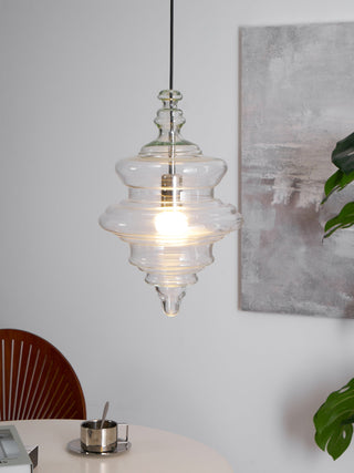 Neverending Layered Ribbed Glass Pendant Light