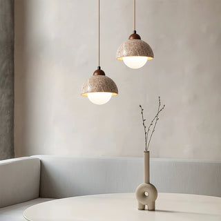Nora Dome Natural Yellow Travertine Pendant Light