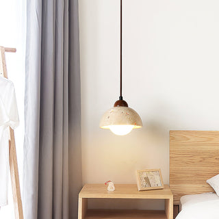 Nora Dome Natural Yellow Travertine Pendant Light