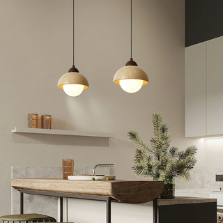 Nora Dome Natural Yellow Travertine Pendant Light
